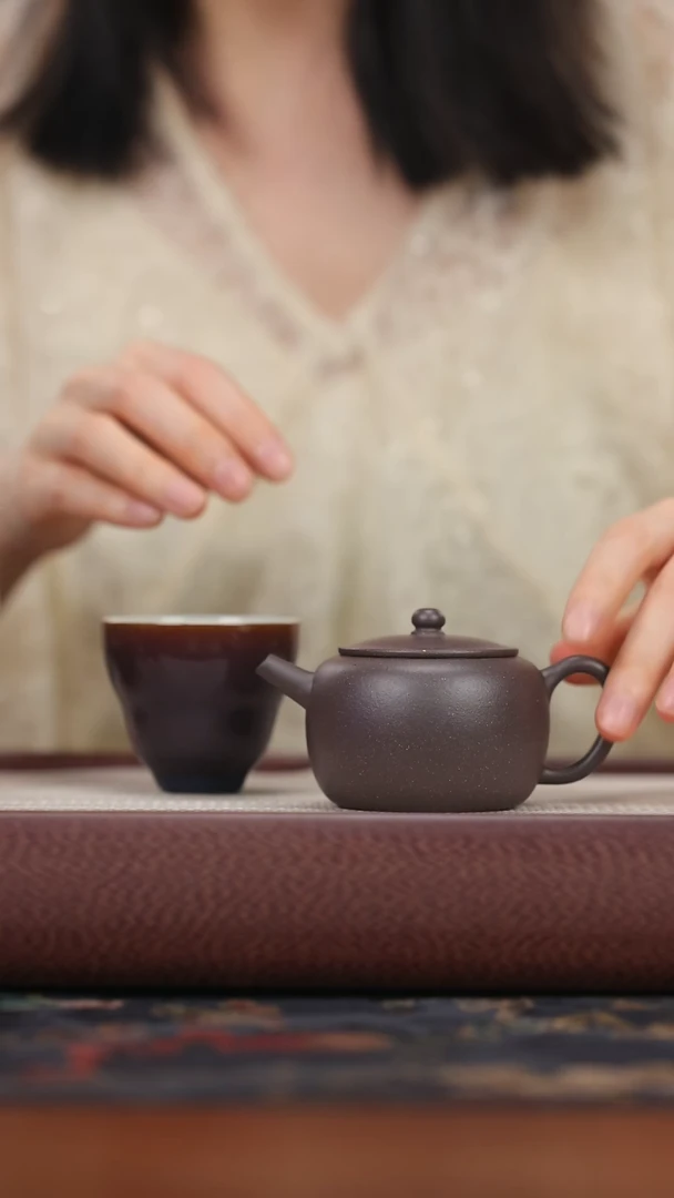 【闪购商品】紫砂茶壶xyt天青泥 三清壶+烟雨青霜福禄杯