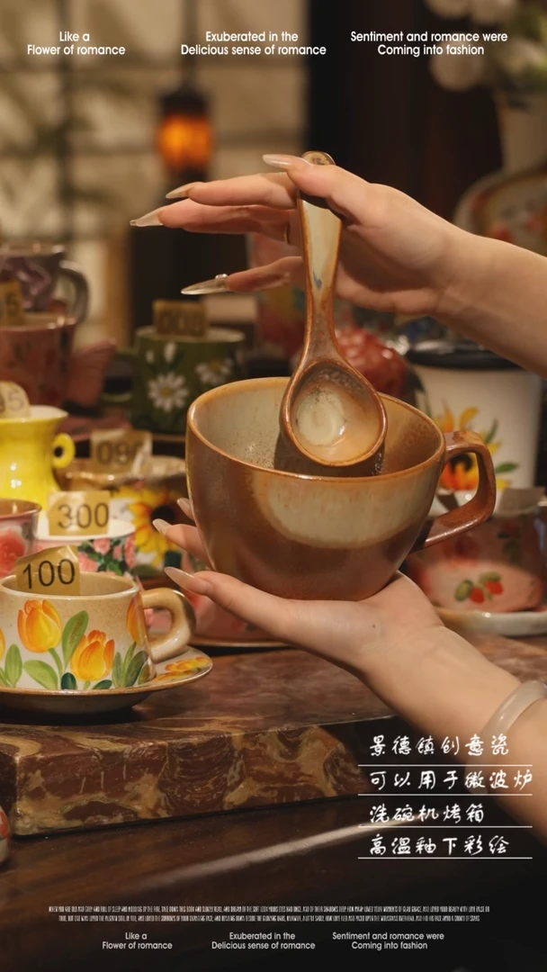 陶瓷景德镇高温手绘釉下彩设计师款式