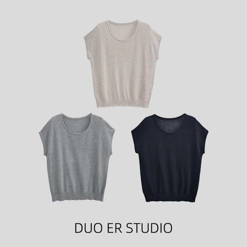 【朵儿studio】天丝亚麻夏季短袖针织衫上衣 A191