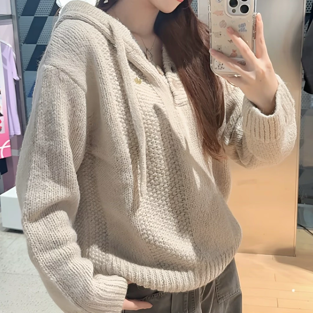 ADIDAS CREW SWEATSHIRT厚款针织毛针织衫连帽套头针织衫KS5968