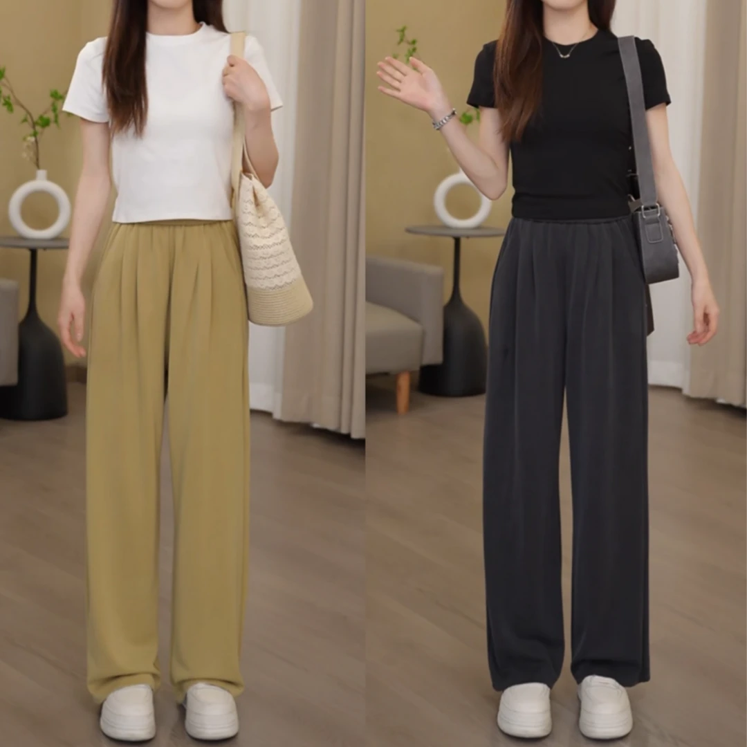 夏季阔腿裤百搭高腰薄款休闲裤垂感长裤洋气气质外穿裤子