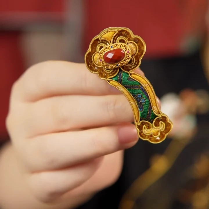 非金属布艺胸针 柒禧【如意】非遗盘扣胸针国风新中式旗袍配饰礼物