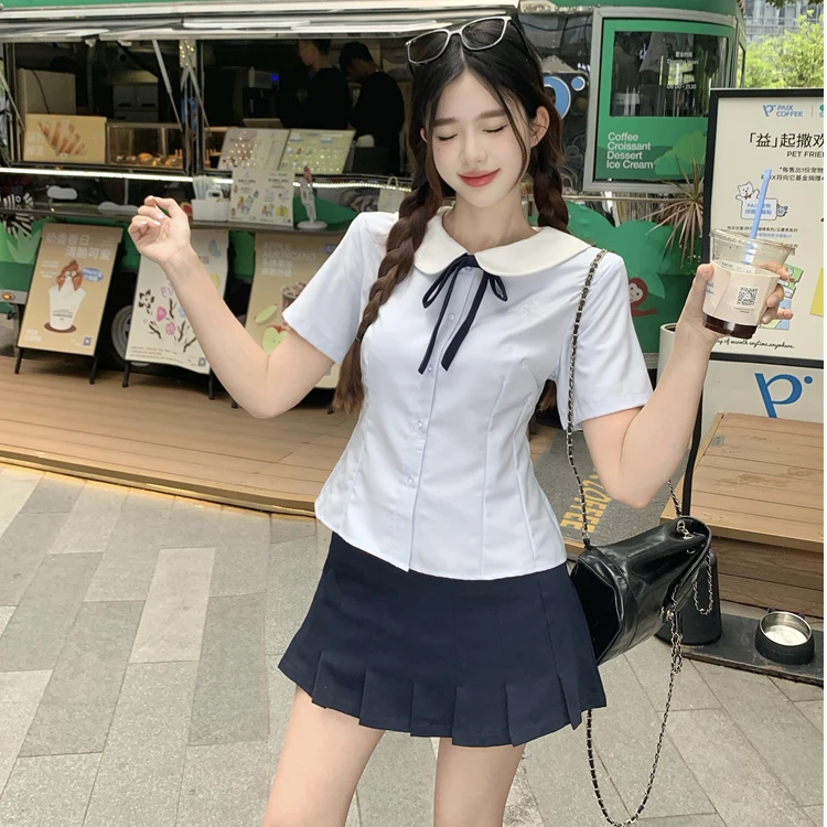 18839  小野学院短袖衬衫+半身裙jk制服套装