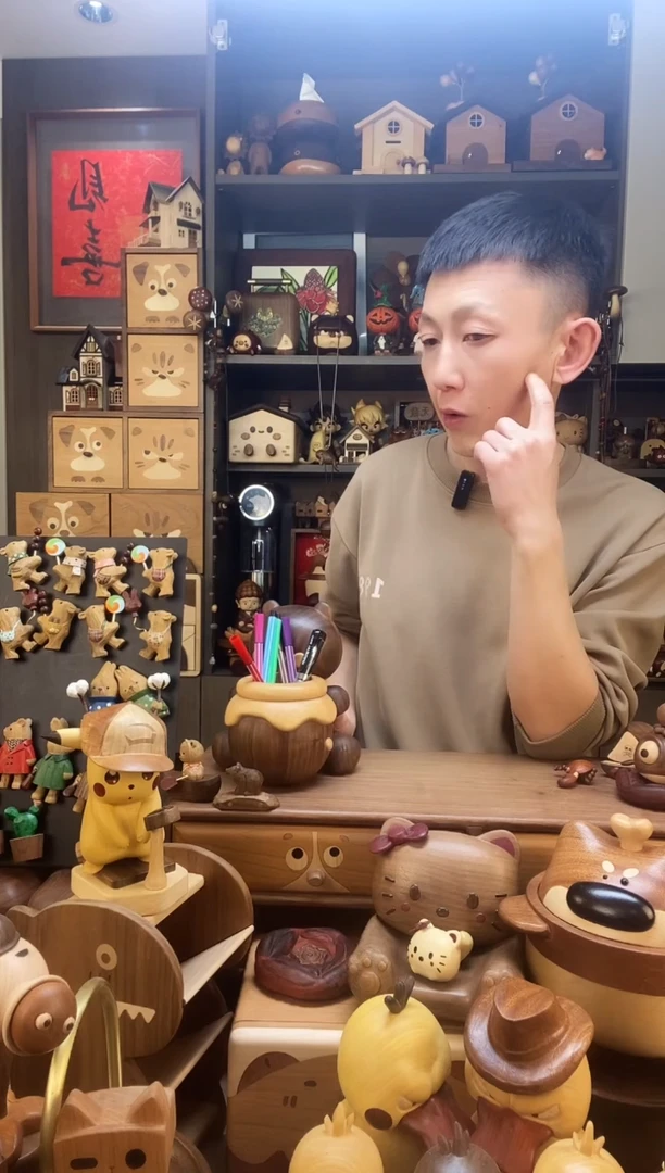 木小熊笔筒罐子
