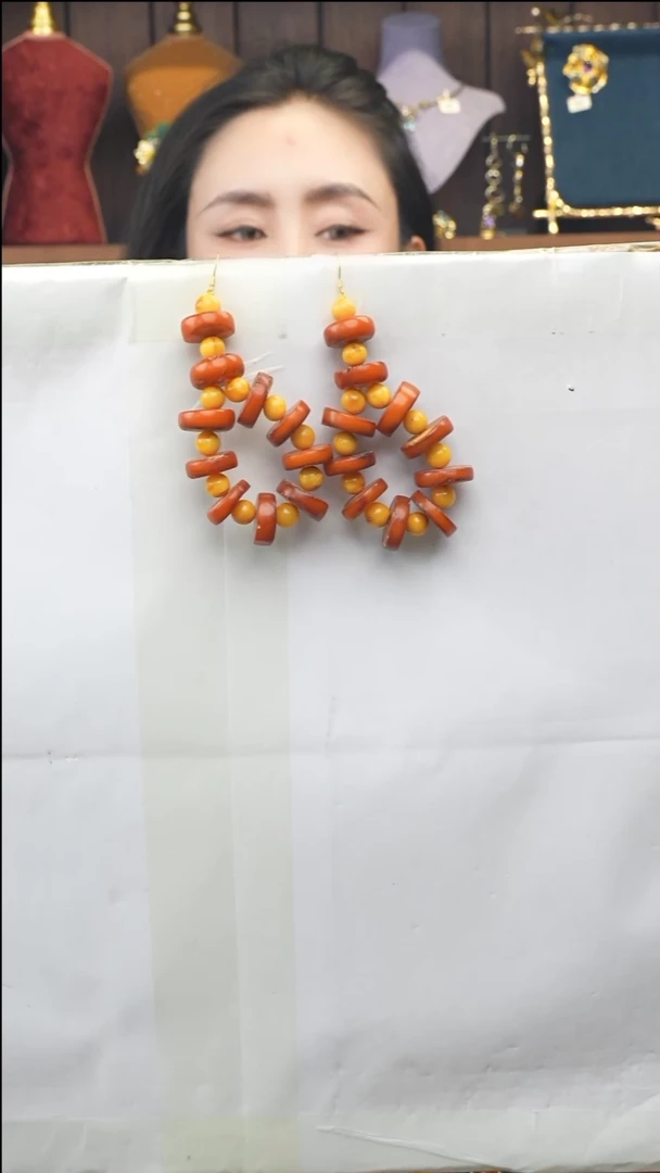琥珀未镶嵌耳饰多样性发一