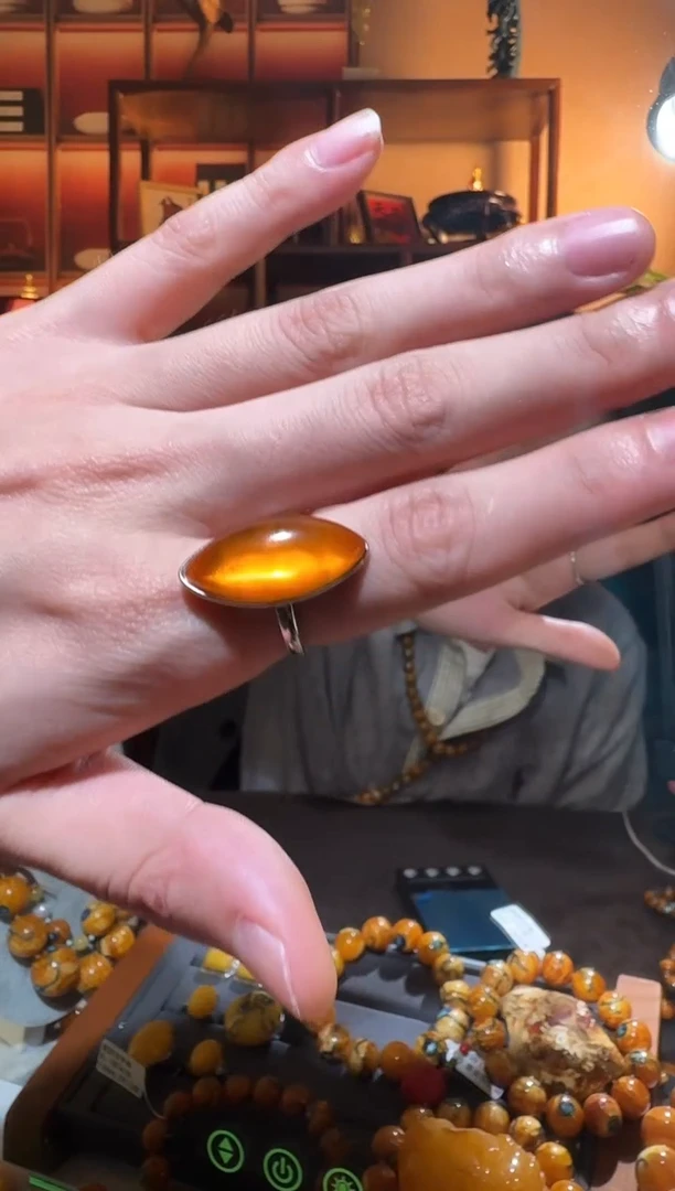 蜜蜡颈饰银S925镶嵌7539天然蜜蜡珠宝奇石