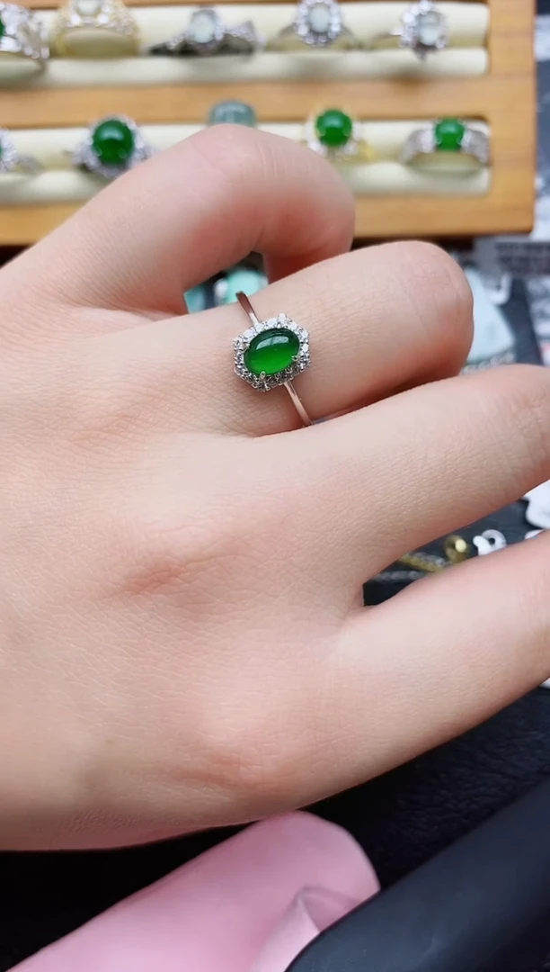 银S925镶嵌戒指翡翠1