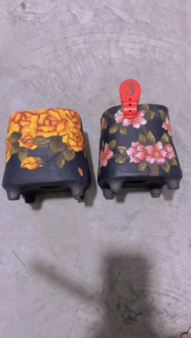 摆件琼3陶花岛花盆罐—手工痕迹默认，大小会有1-2公分误差