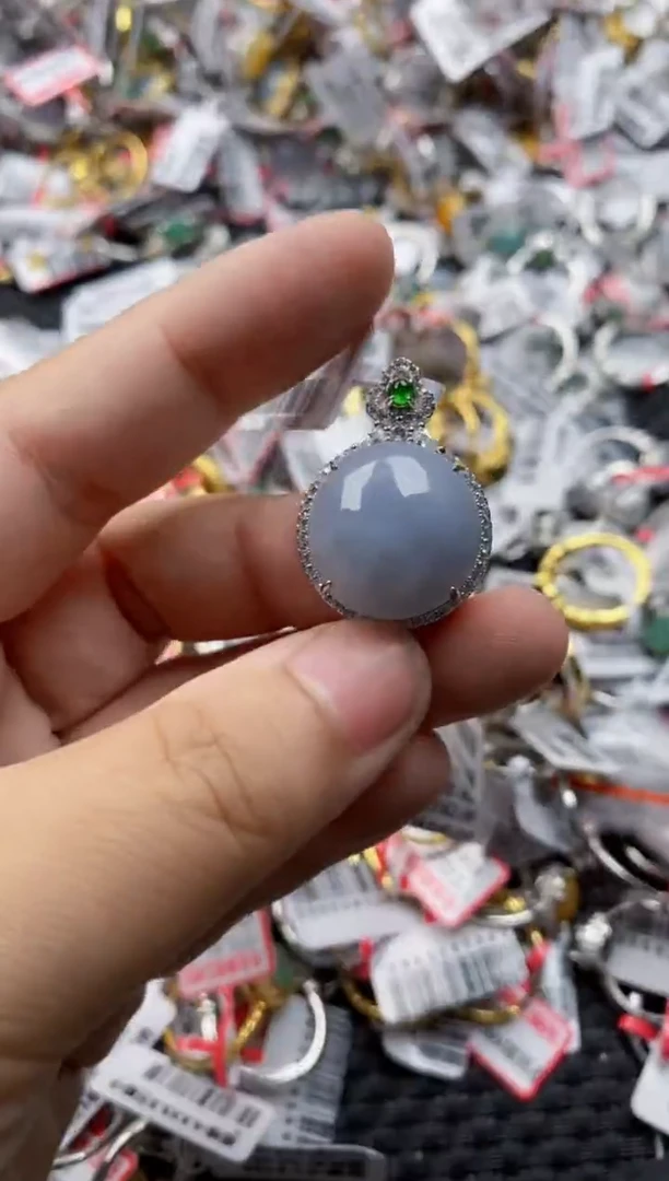 翡翠戒指银S925镶嵌4444---6