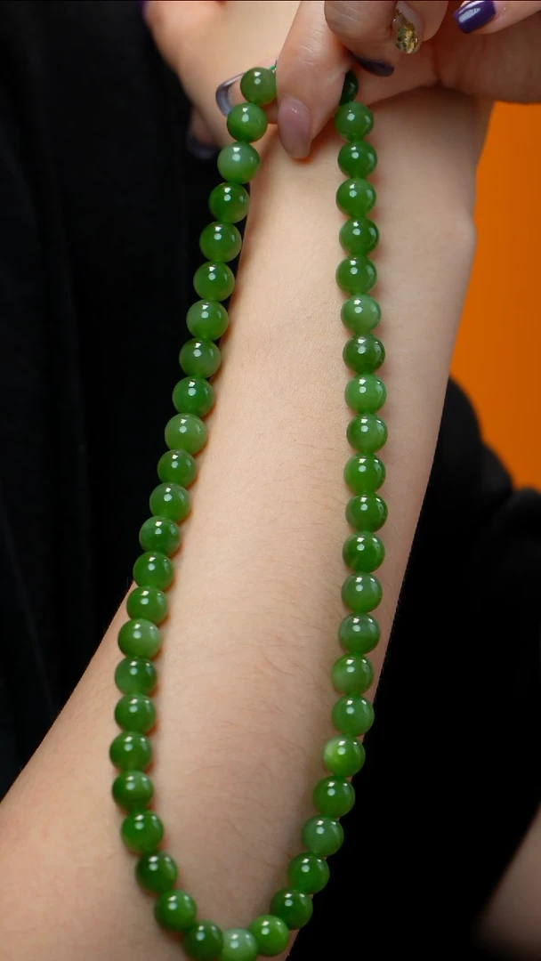 和田玉（碧玉）未镶嵌项链碧玉项链9-10mm多样性发其一