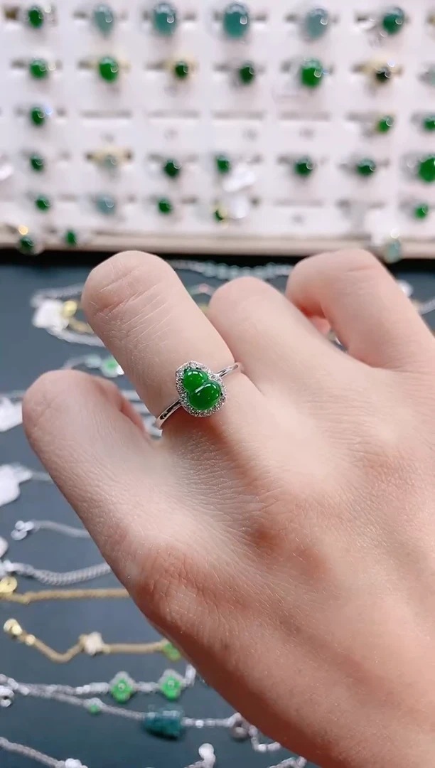 【闪购商品】翡翠戒指银S925镶嵌天然翡翠