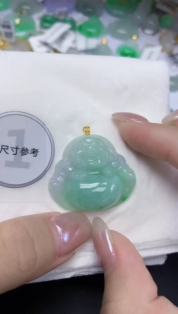 翡翠18K金镶嵌颈饰天然缅甸翡翠A货百元以上9元证书费自理