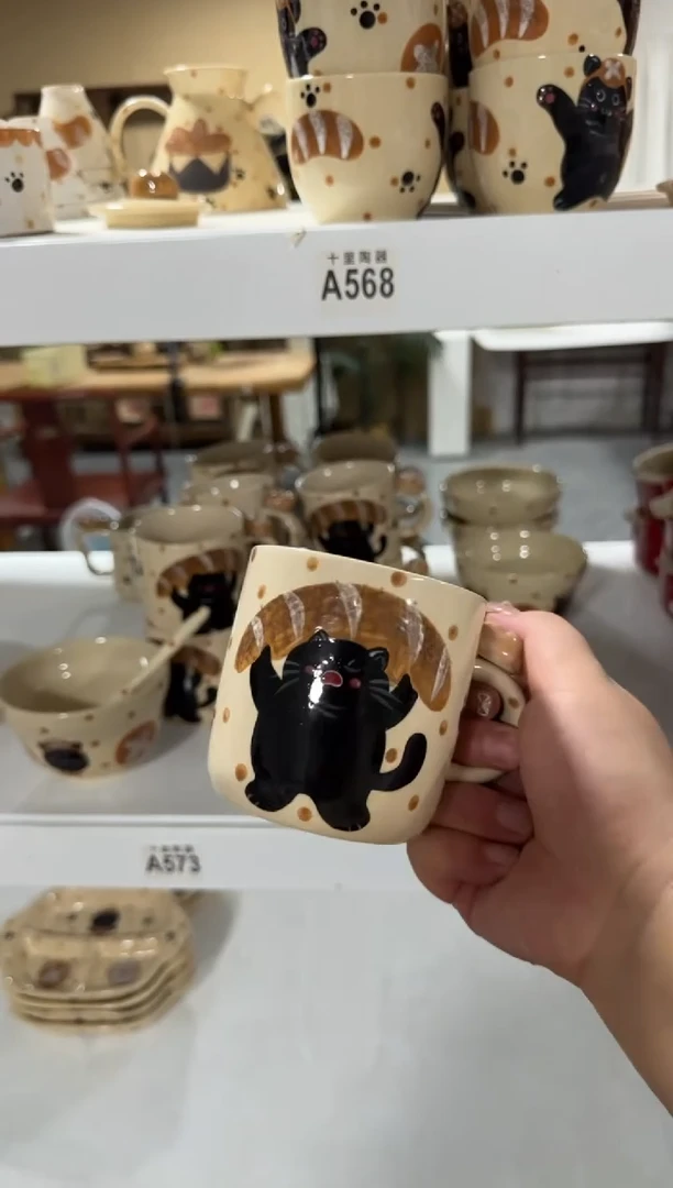 陶瓷面包猫咪马克【十里高温釉下彩陶瓷】