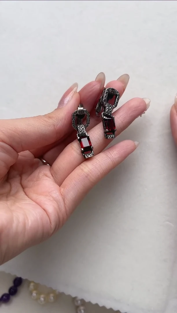 【闪购商品】石榴石（芬达石）耳饰合金th3691耳夹