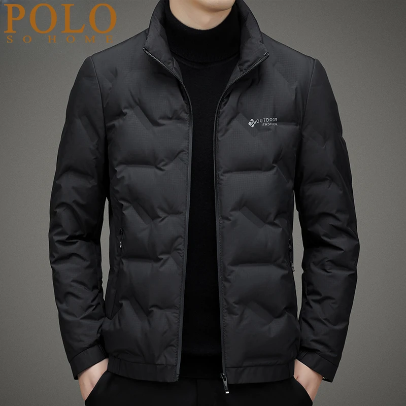 保罗轻薄羽绒服男短款新款立领时尚休闲保暖秋冬黑色潮流外套男装