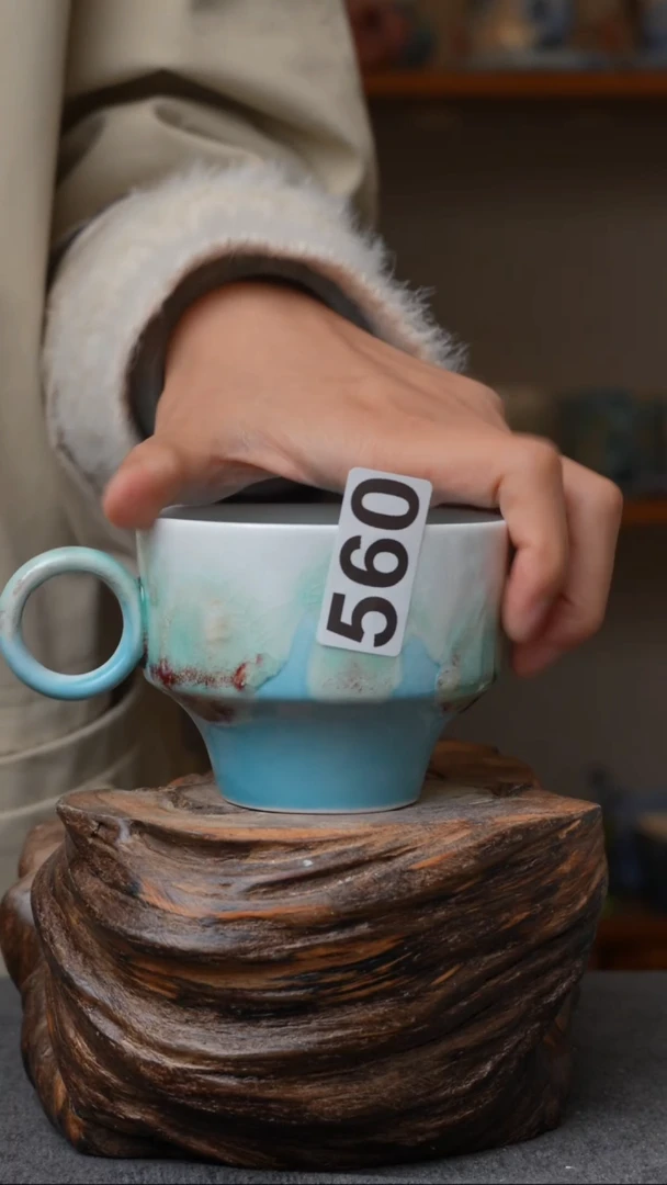 杯子陶560景德镇手创颜色釉杯（食品级）带冰裂纹