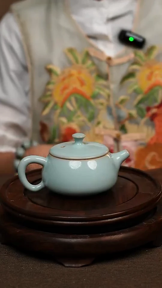 瓷片天青色手工小汉瓦130ml微瑕不带礼盒