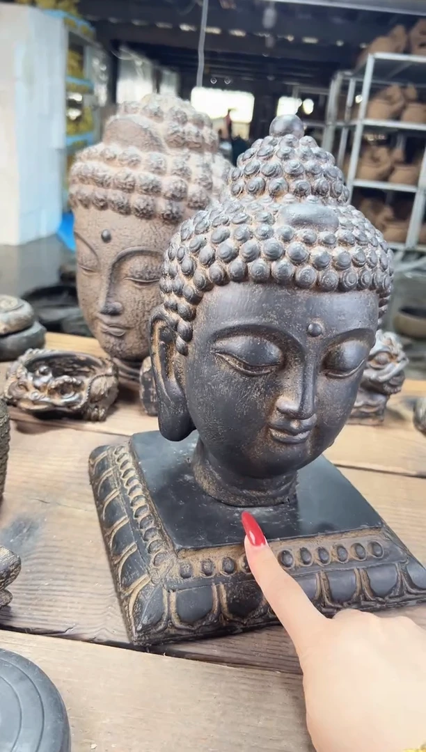 陶土【火山泥】小佛头+莲花底座