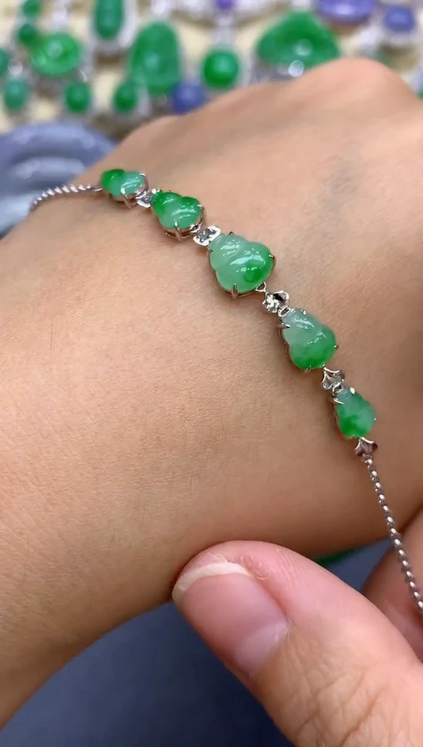 18K金镶嵌手链翡翠440-中国好珍宝