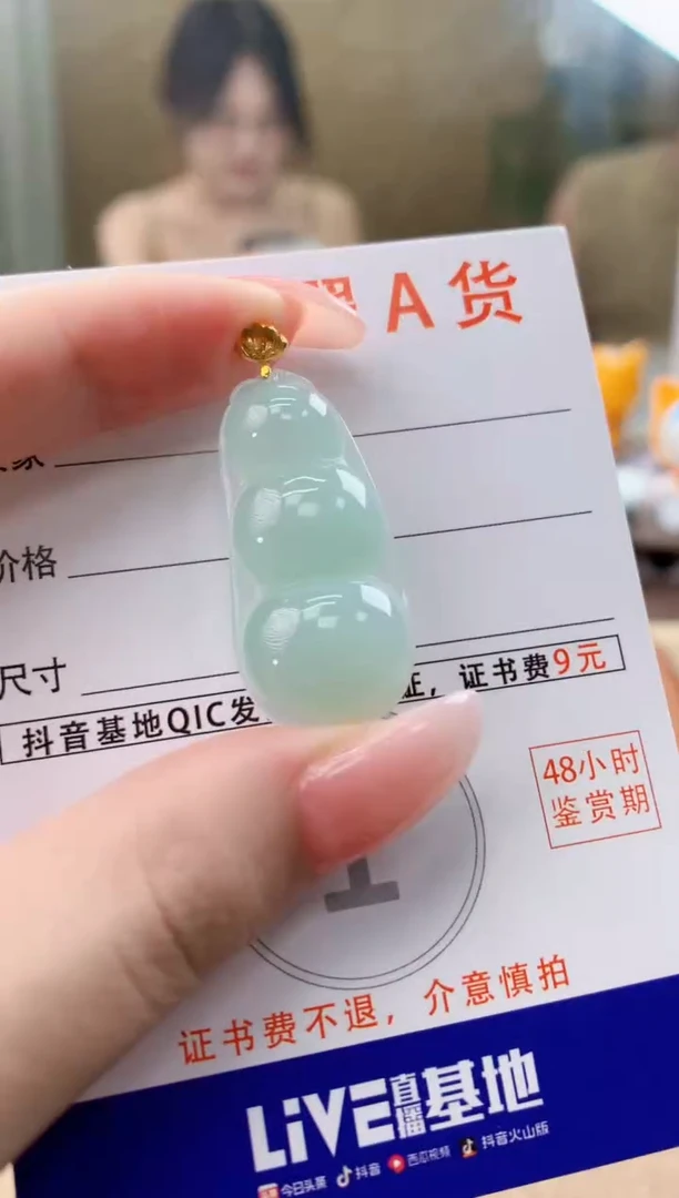 颈饰18K金镶嵌翡翠天然A货翡翠挂件