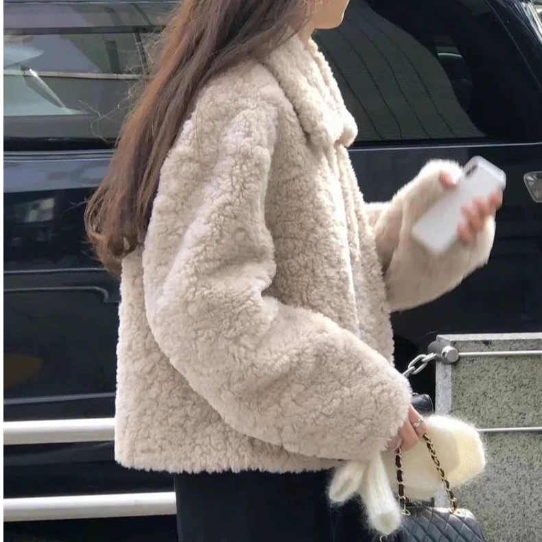 现货！ounce2024韩国东大门代购秋冬新款翻领拉链皮毛一体外套女