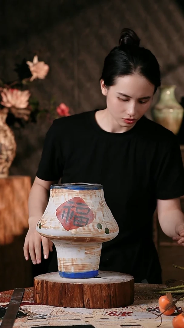 摆件景德镇高温陶瓷微瑕花器