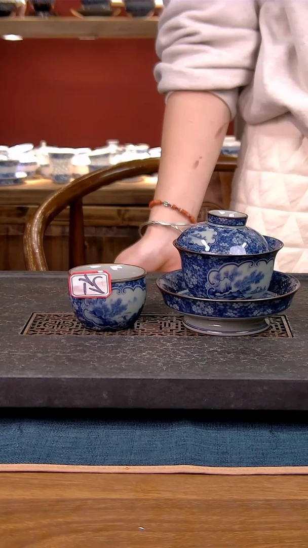 华**校简装家用款3件套 老陶泥开片纹陶瓷茶具