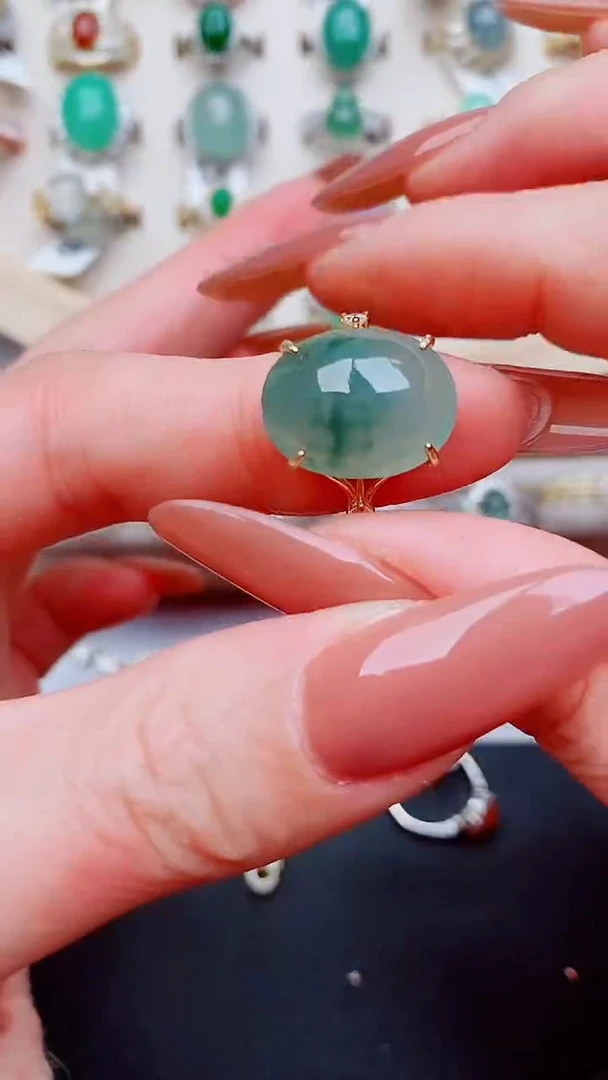 银S925镶嵌戒指翡翠...