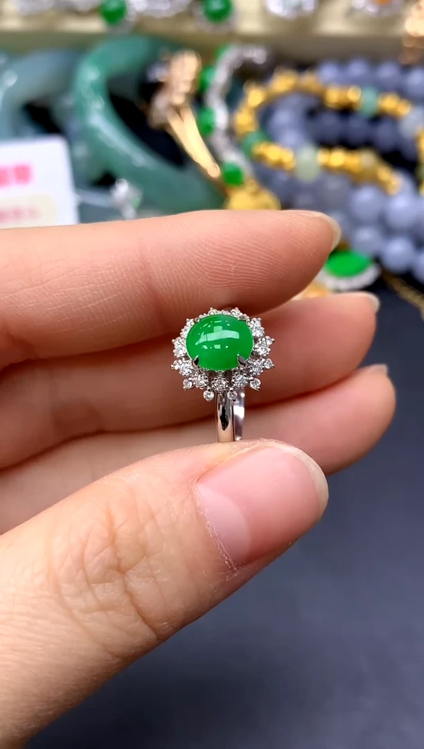 18K金镶嵌戒指翡翠336-中国好珍宝