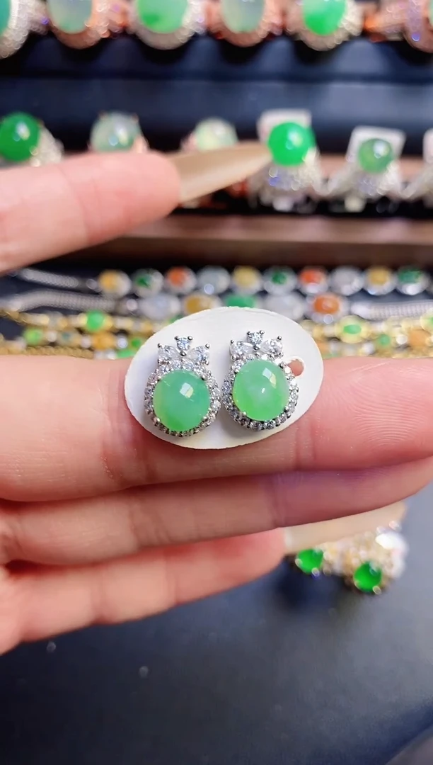 银S925镶嵌戒指翡翠天然