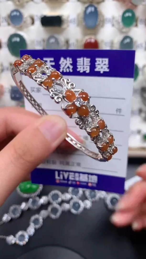 银S925镶嵌手镯翡翠430