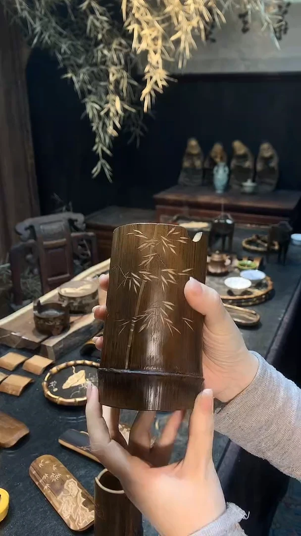 悟**我刻竹茶道筒...........