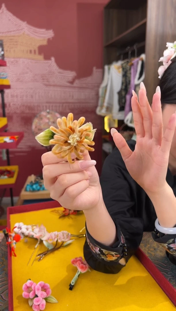 【闪购商品】刺绣非遗绒花（发饰）