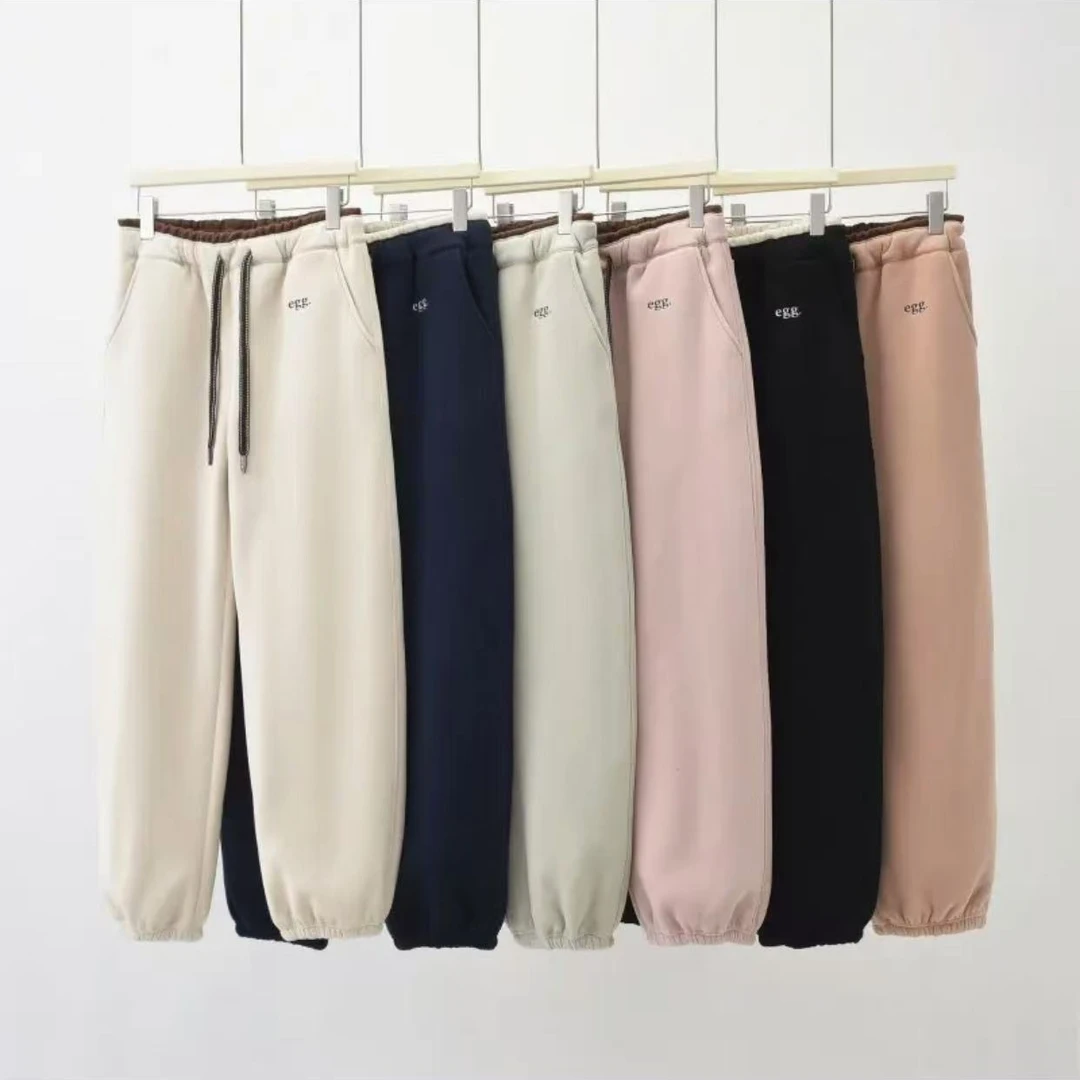 【egg原单】撞色设计2024加绒加厚冬季新款简约百搭休闲束脚裤jy