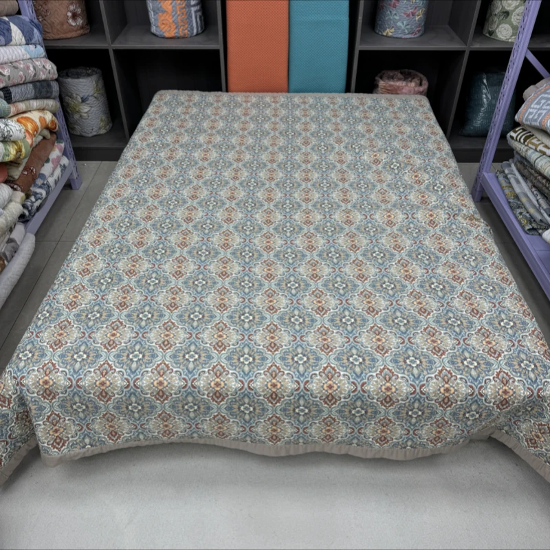 [欧花兰]-200*230cm木棉三层夹棉防滑床盖可铺可盖