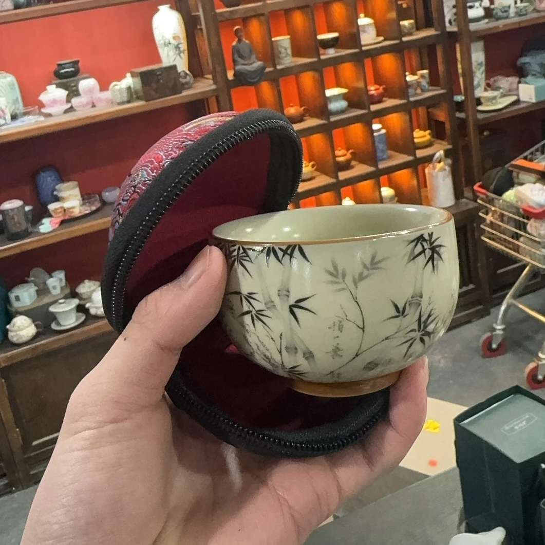 H004水墨竹子主人杯【带包】
