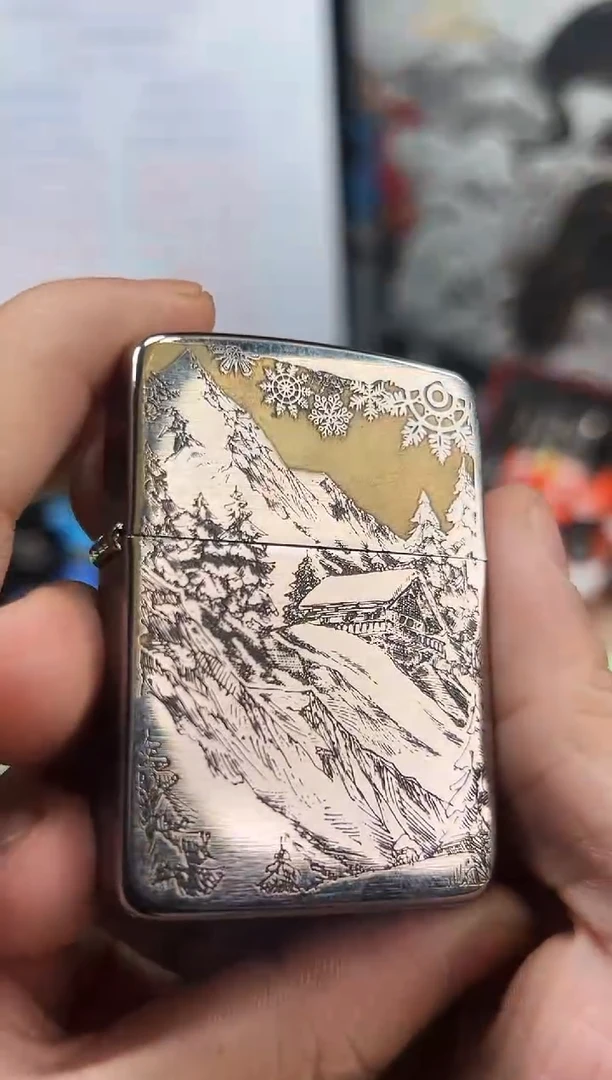 铜雪山小屋-双面精雕1941复刻拉丝镀铬