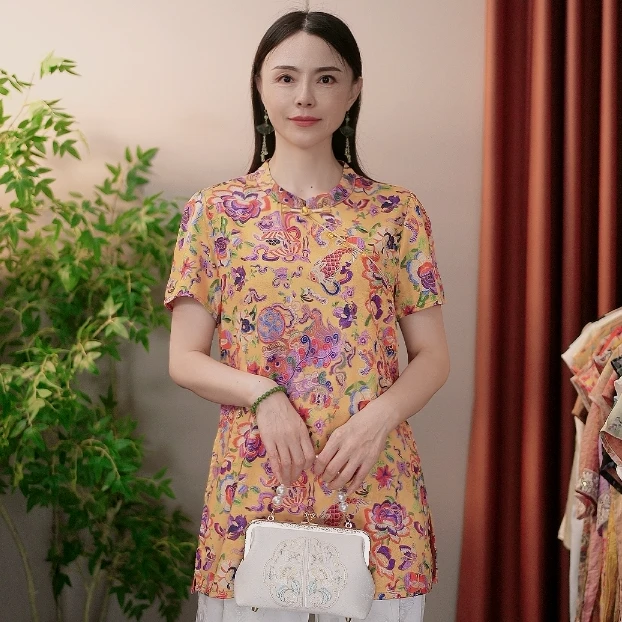 新中式国风舞狮锦鲤上衣27082