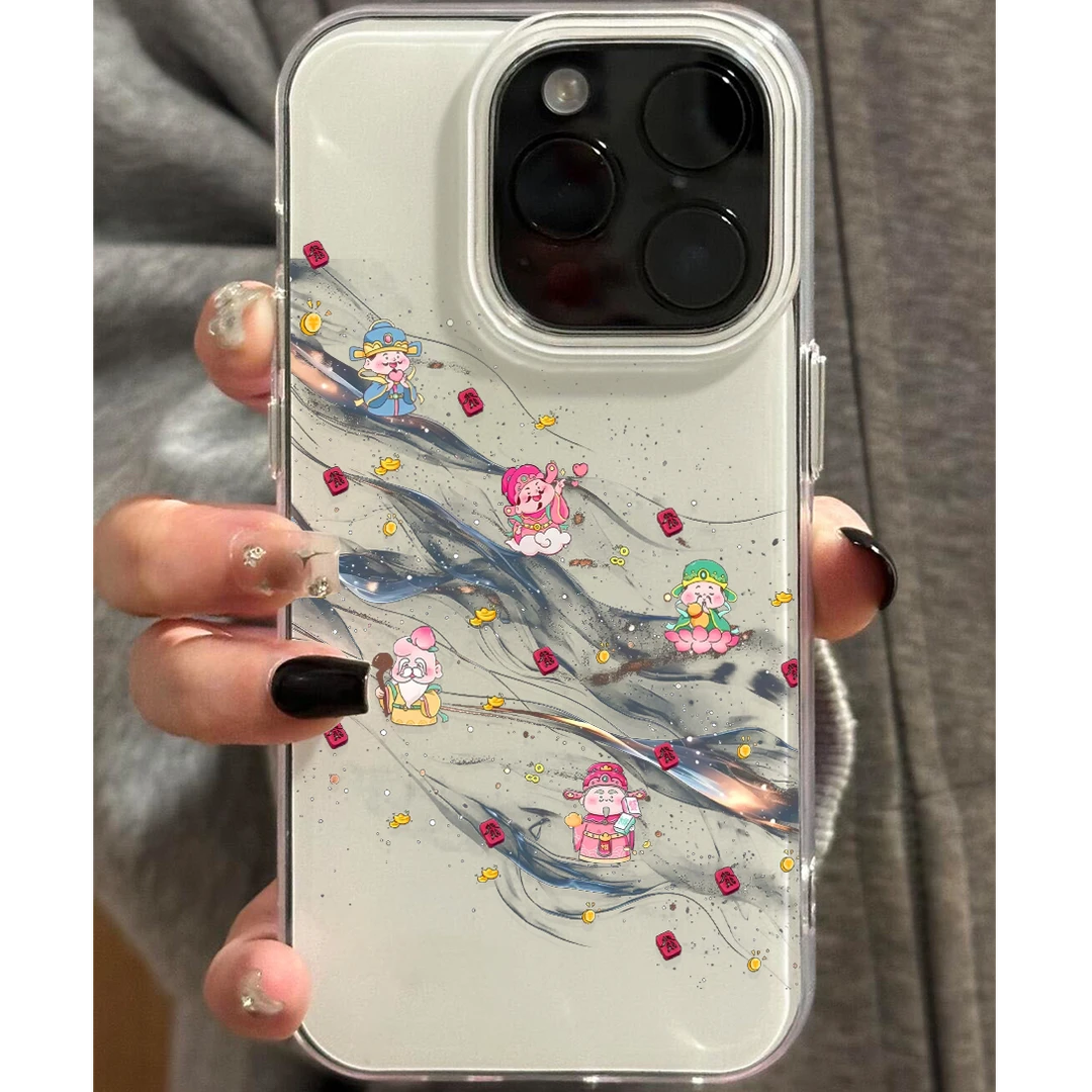 财神爷适用苹果16/15/14promax新款iPhone13手机壳12女XR可爱软女