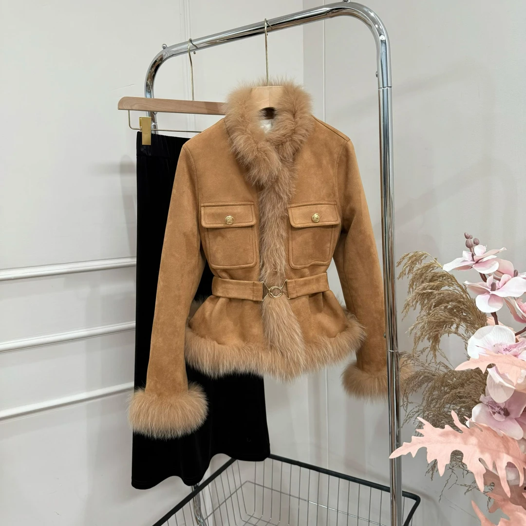 拉夏贝尔25年冬季新款90白鸭绒轻奢羽绒外套+半身裙 26996 WDJ