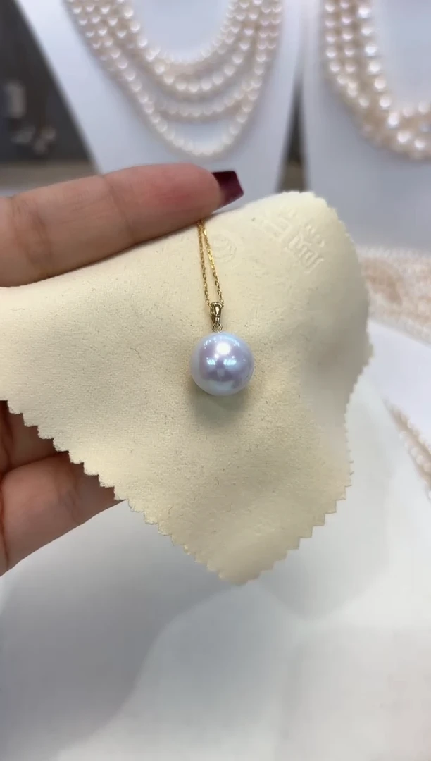 【闪购商品】淡水珍珠吊坠(赠链)18K金镶嵌13.5mm有核吊坠