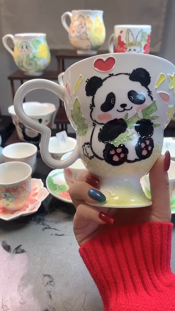 一味*手绘*熊猫福禄杯