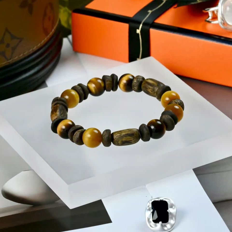 沉香【澜歌】沉香棋楠沉香招财虎眼石手串手链A189【多样性发一】