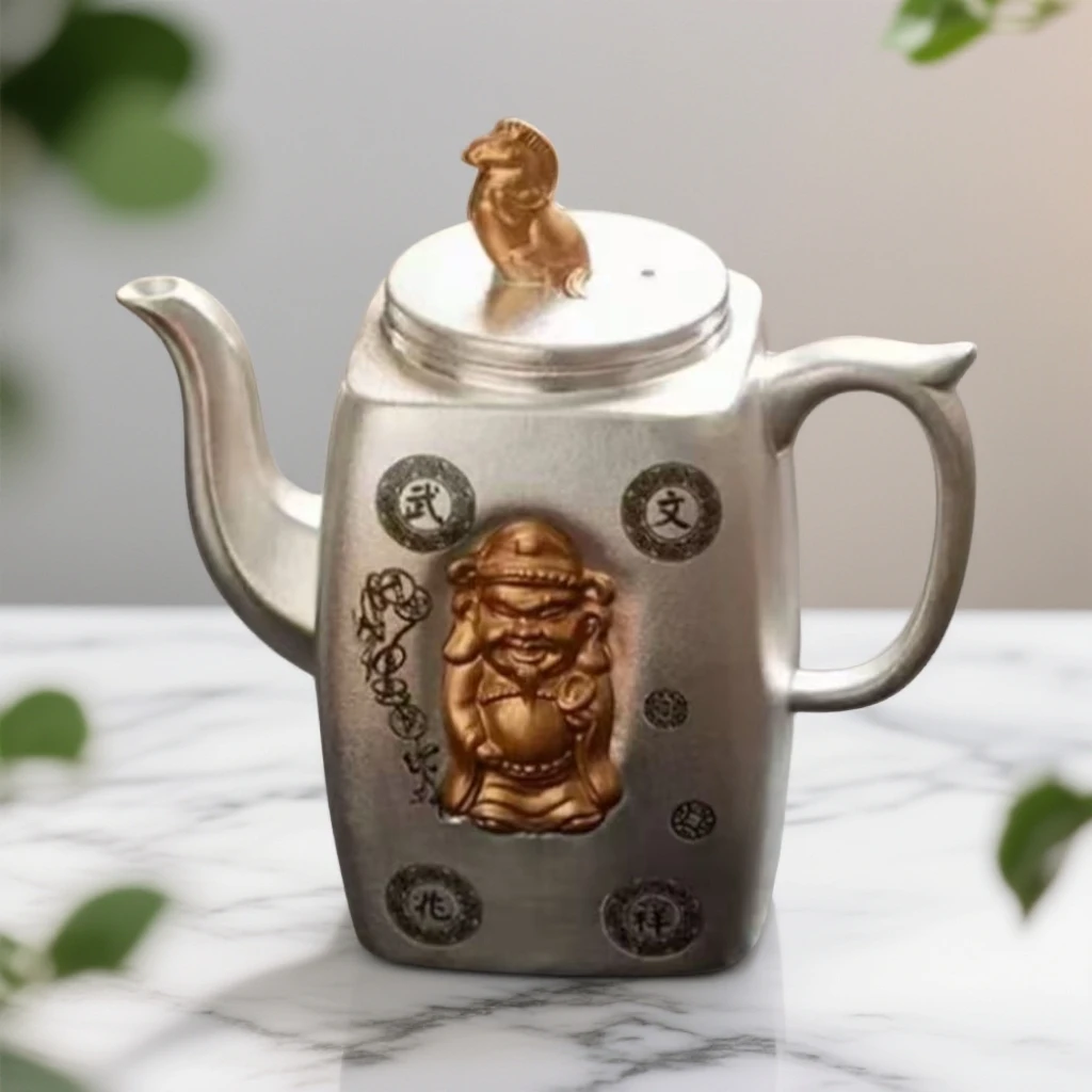 手工文化创意忠义千秋四方泡茶壶S30402