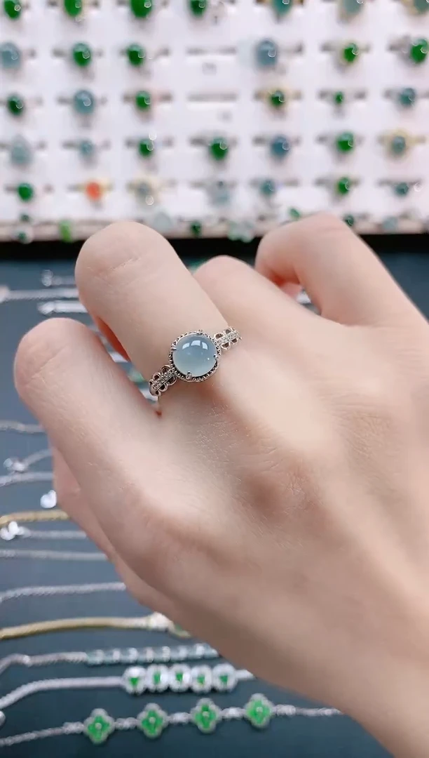 【闪购商品】翡翠戒指银S925镶嵌天然翡翠