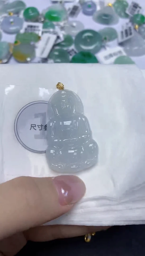 颈饰18K金镶嵌翡翠天然缅甸翡翠A货百元以上9元证书费自理
