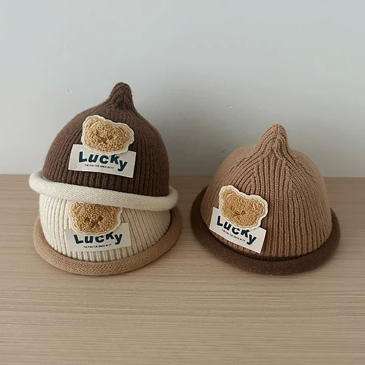 宝宝帽子秋冬款可爱奶嘴地主帽冬季保暖防风婴幼儿百搭针织毛线帽