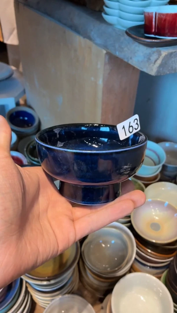 瓷片何***?163季蓝手工高足1个