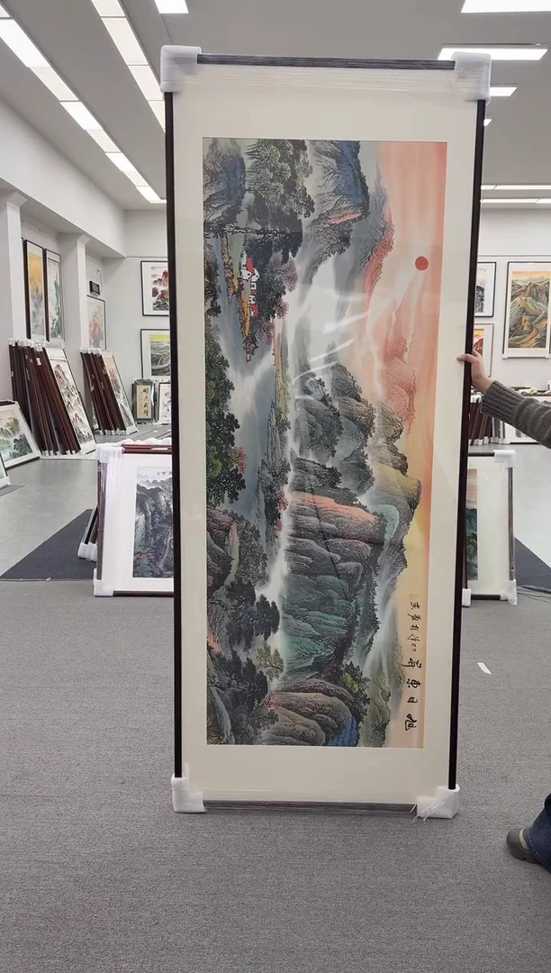 国画手绘   219*88  旭日东升