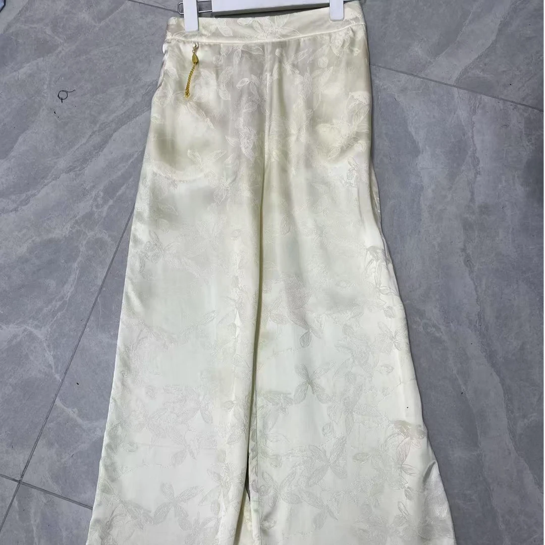 【丝滑女裤】夏季重工定制轻奢新中式提花直筒裤 滑溜溜273